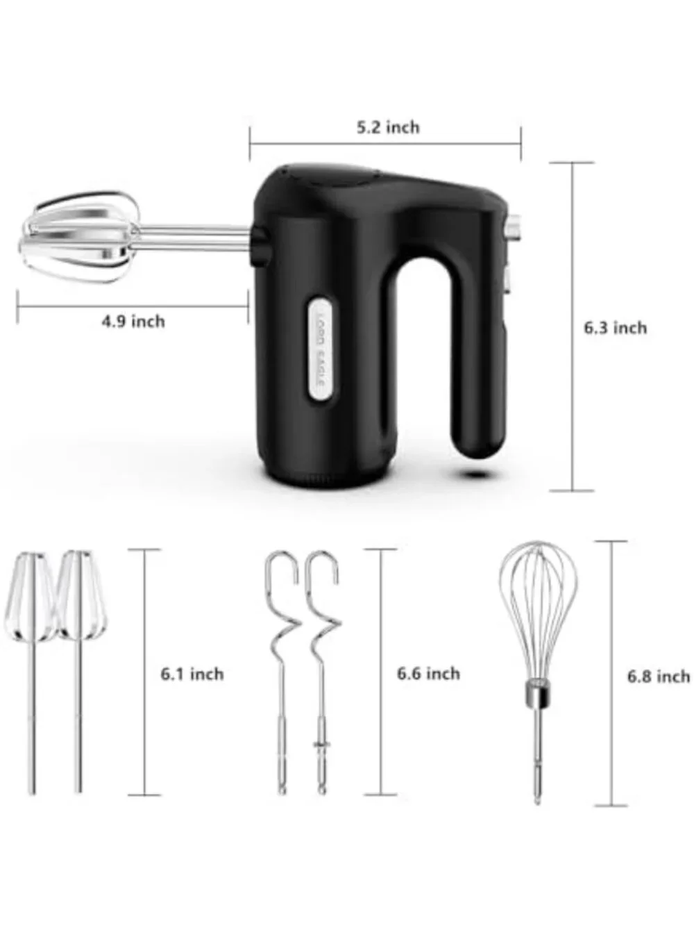 Compact 5-Speed Electric Hand Mixer, 300W Portable Kitchen Tool, Black